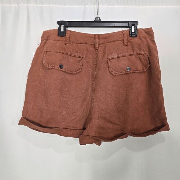 Bella Dahl Burn Orange Sedona Rolled Cuff Linen Utility Short 32 (14) - Picture 2 of 7